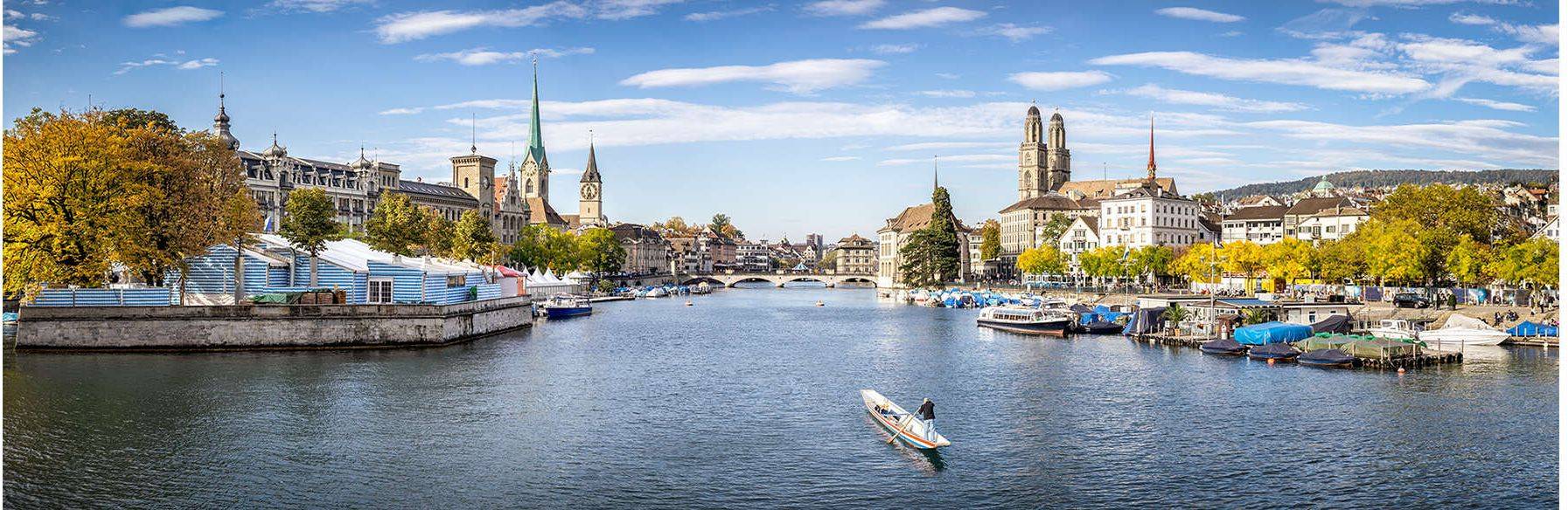 Zurich old town on the Limmat river